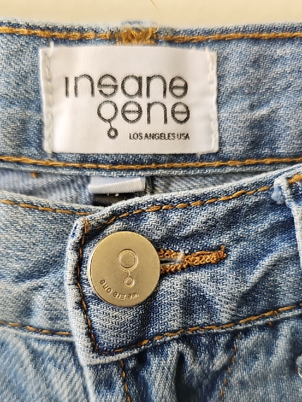 Insane Gene Distressed Boyfriend Jeans Light Wash Size 5/26 Raw Hem - Picture 7 of 11